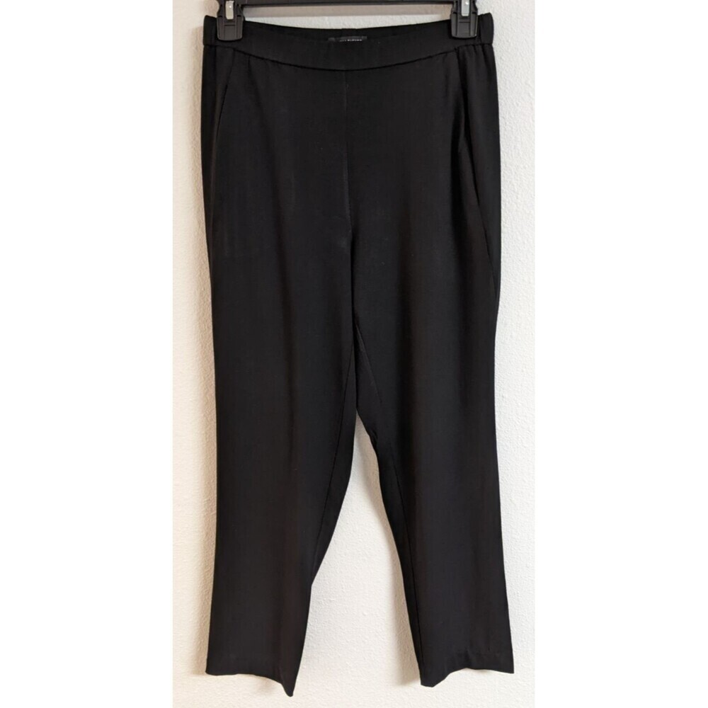 Women's EILEEN FISHER Black Stretch Knit Pull-On Cropped Pants XXS